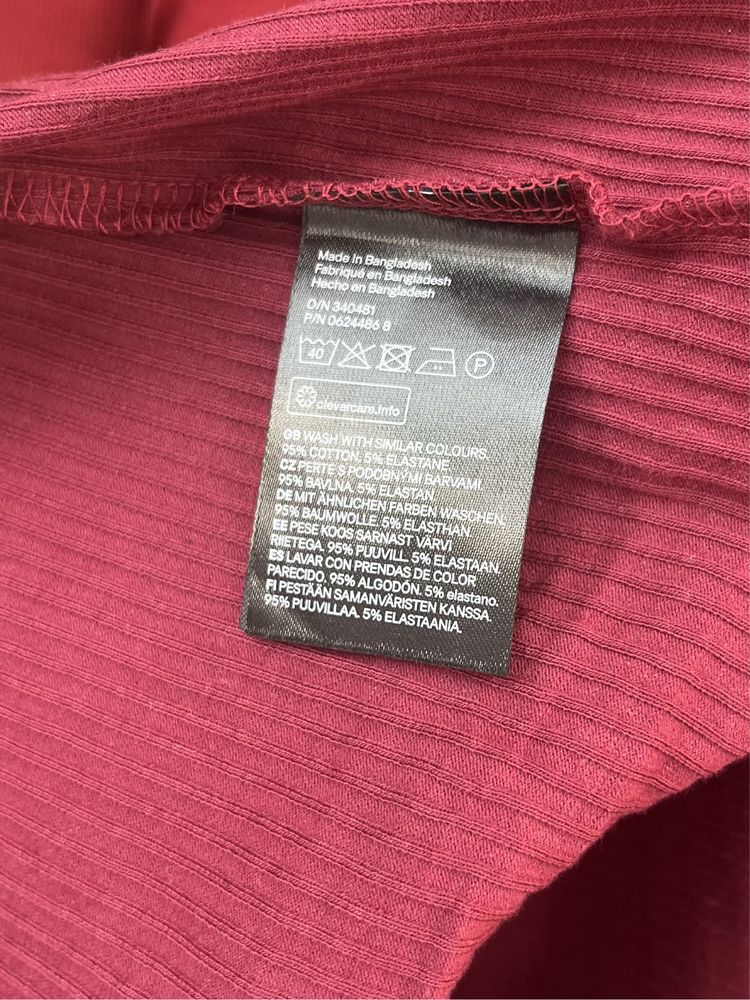 Bordowy prążkowany top h&m xs