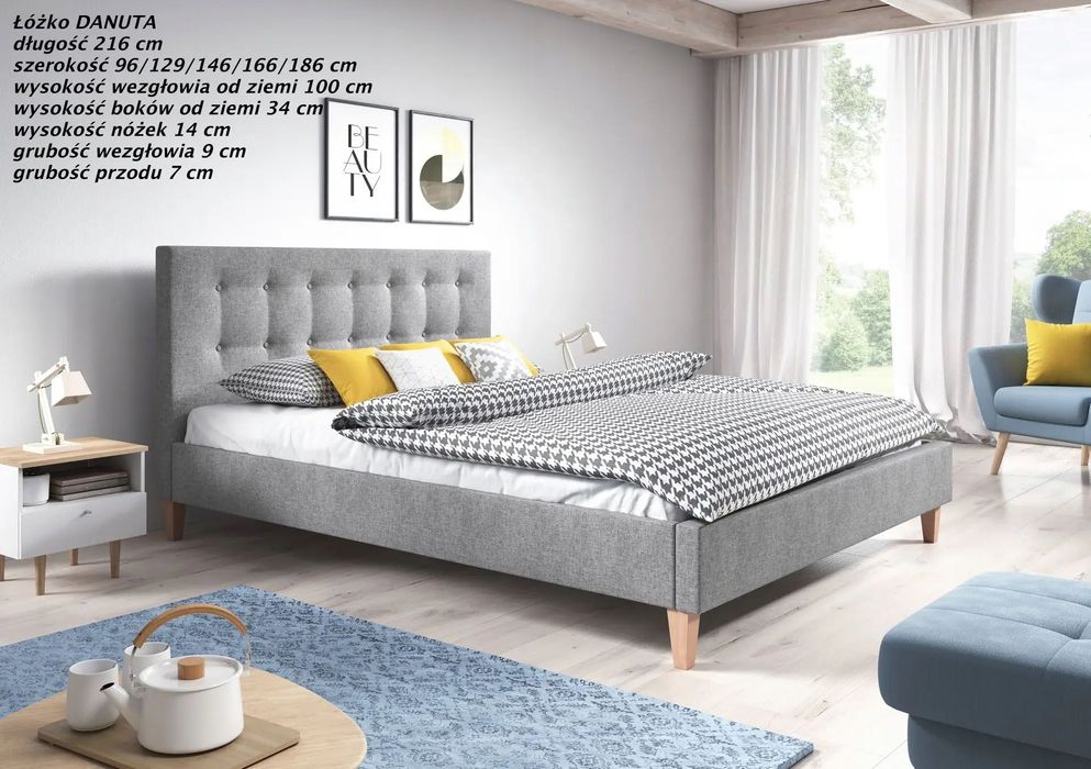 Łóżko Tapicerowane z Pojemnikiem Podnoszone Dostawa 90/120/140/160/180