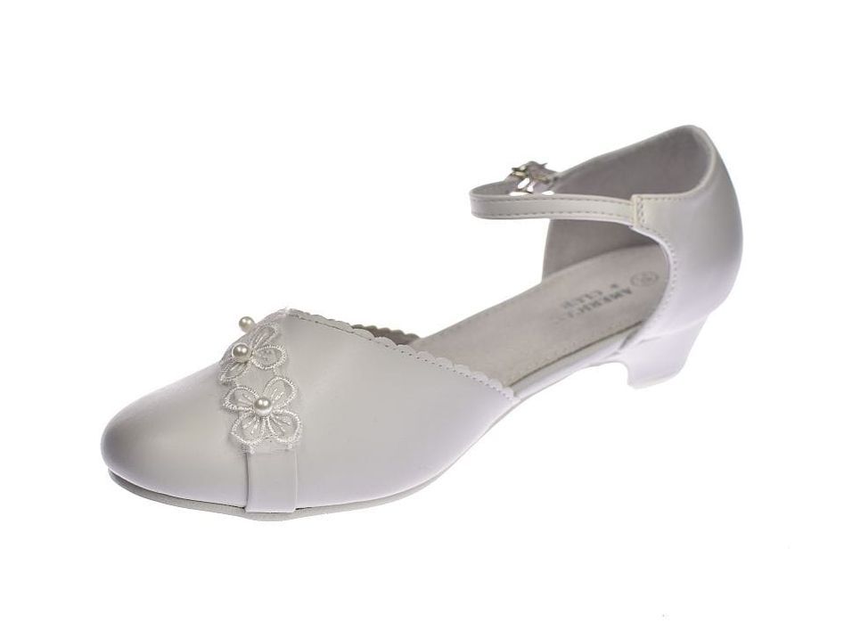 Buty komunijne białe balerinki obcas dziewczęce 42/24 roz. 34