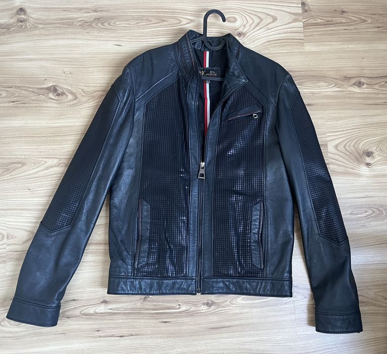 Kurtka skórzana męska S M Skóra granatowa