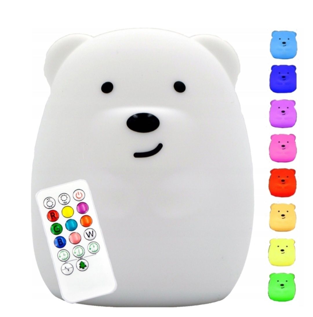 DeluXe Lampka Nocna Miś dla Dzieci Kolorowa RGB