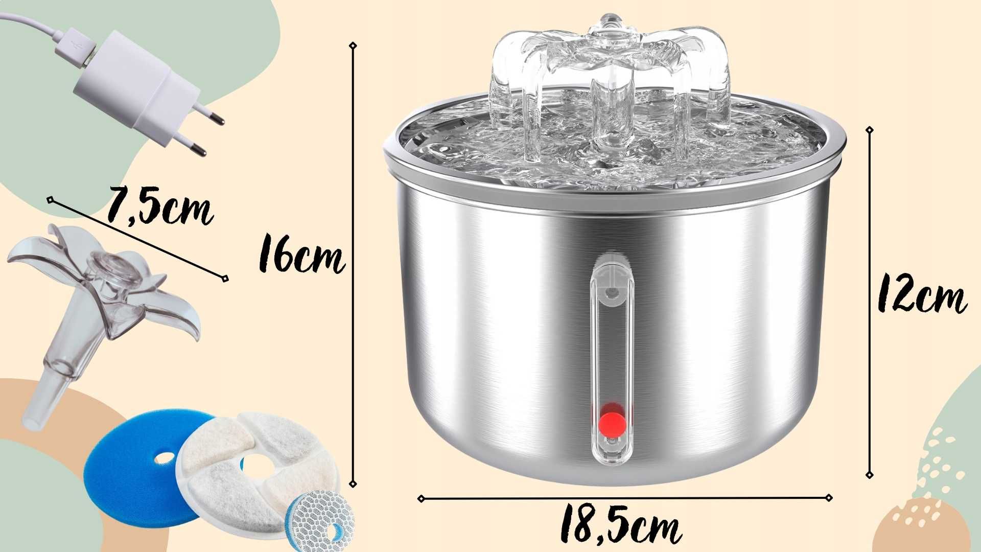 NOWA Fontanna dla psów kotów POIDEŁKO dozownik WODY 2000ml miska