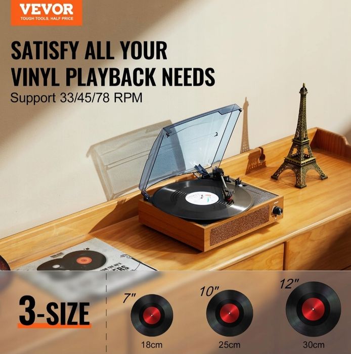Вініловий програвач  VEVOR з Bluetooth / виниловый проигрыватель