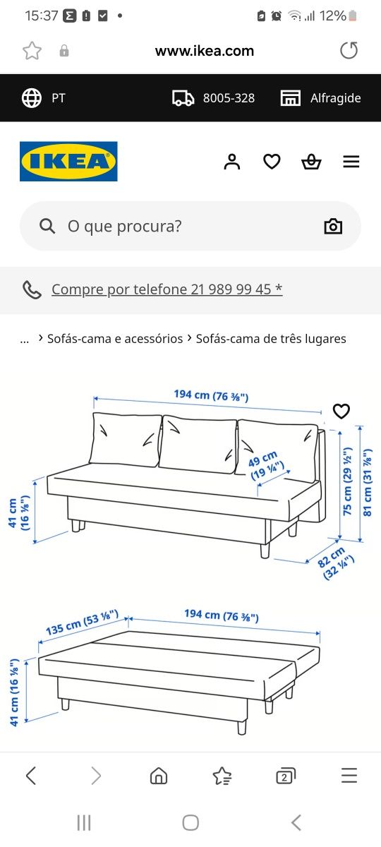 Sofá-cama Avdalen