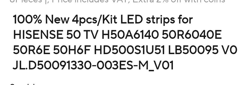 Barras de led NOVAS TV Hisense 50" polegadas