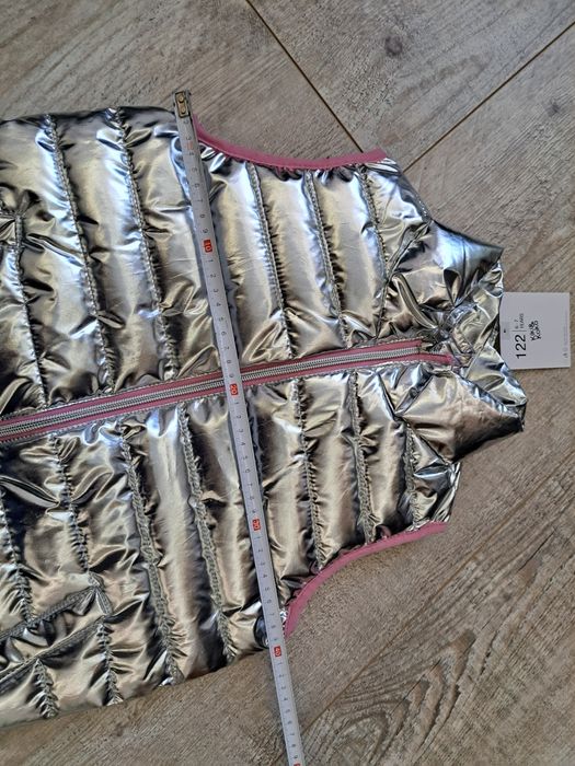 Bezrękawnik/ kamizelka dziewczęca, srebrna - rozm 122