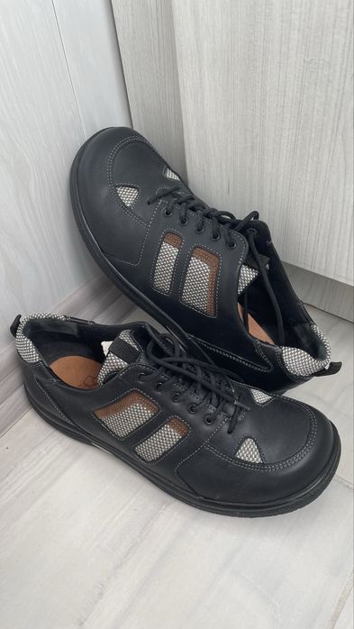 Шкіряні кросівки Helvesko черевики туфлі анатомічні ортопедичні чорні