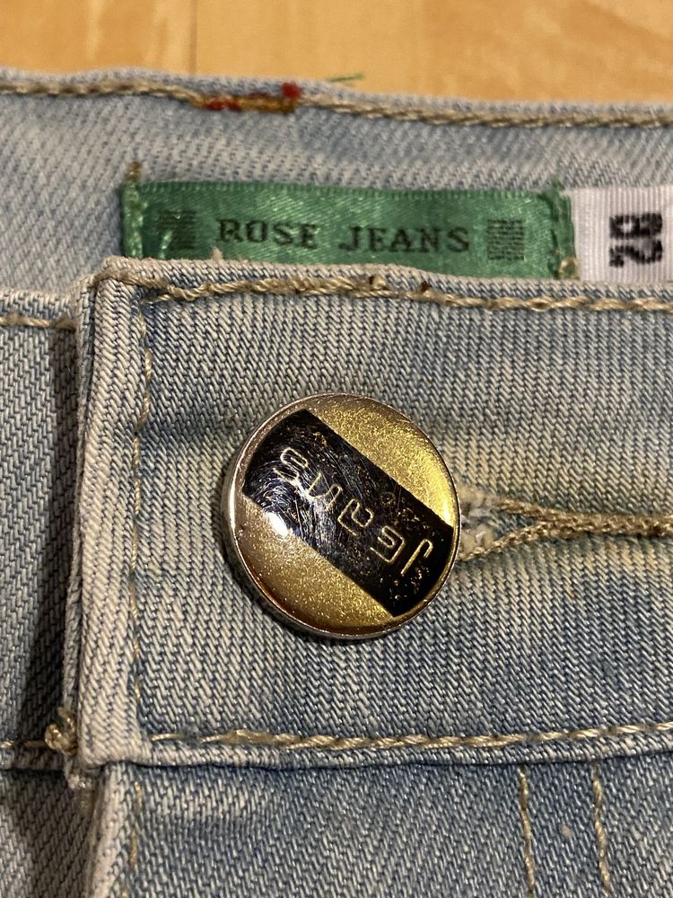 Rose jeans spódnica M pas 76 niebieska dżinsowa jeans logowana Vintage