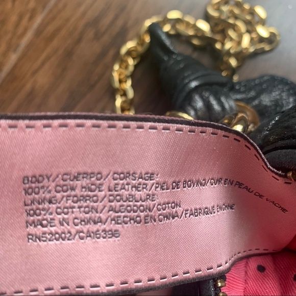 Juicy Couture skórzana oryginalna torebka z kokardą czarna