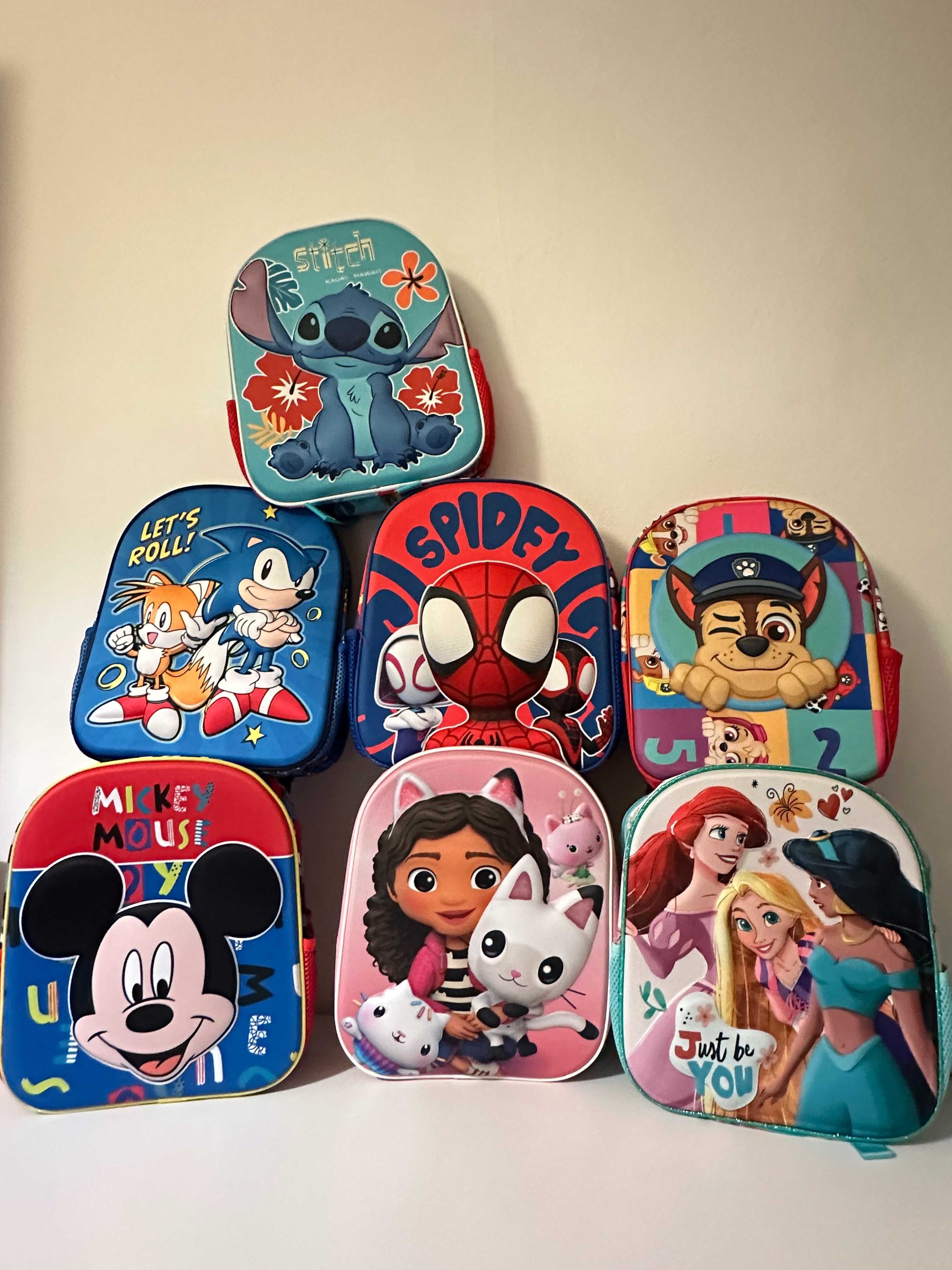 Mochilas Disney/ Gabby / Stitch / Sonic / Patrulha Pata / Spidey