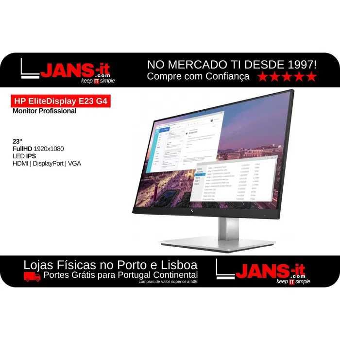 Monitor HP EliteDisplay E23 G4 | 23" | 16:9 | 1920x1080 FullHD | 60Hz