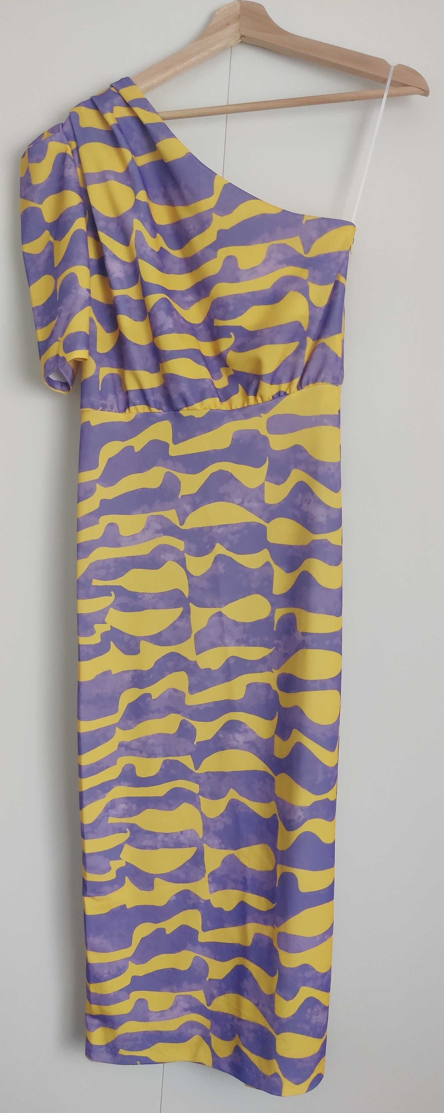 Vestido festa roxo e amarelo