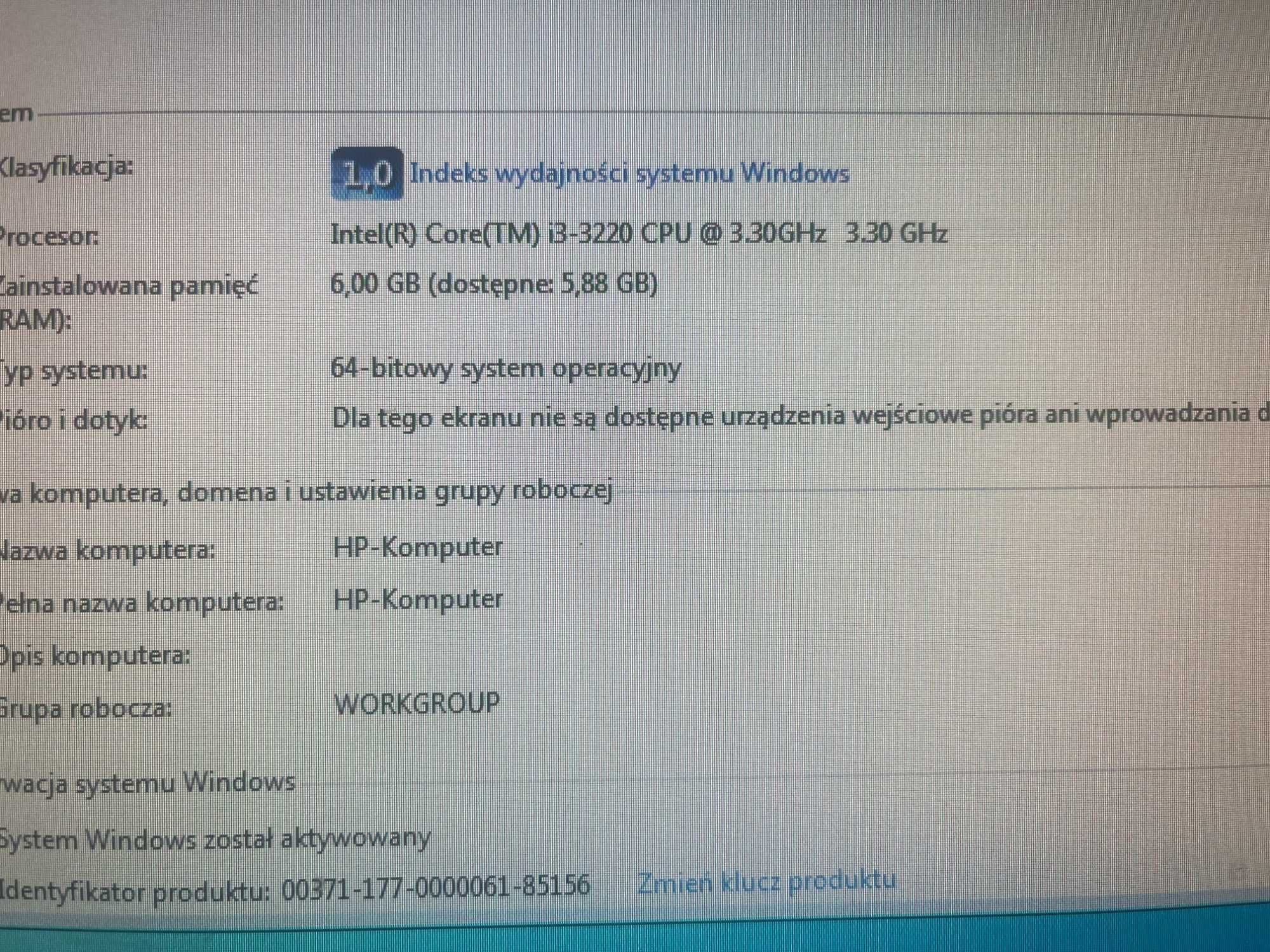 Komputer HP i3 z monitorem LG 22cale