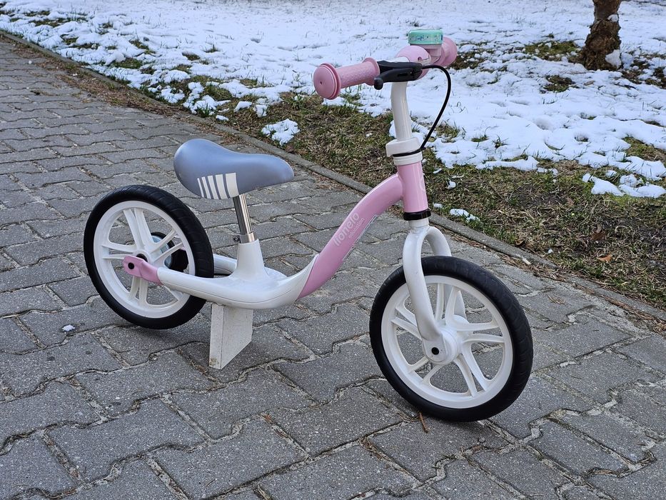 Rowerek biegowy lionelo rower różowy  + dzwonek