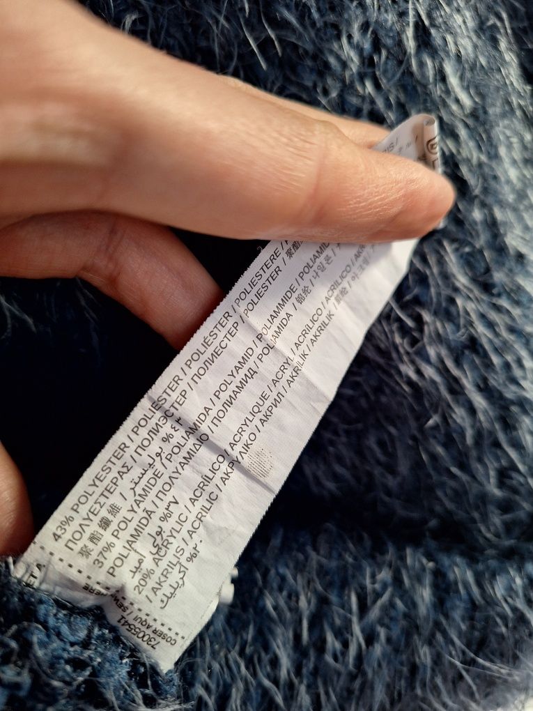 Granatowy Sweterek Mango S Puszysty Sweter Krótki Pluszowy Vintage