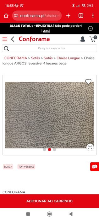 Sofá Argos do Conforama