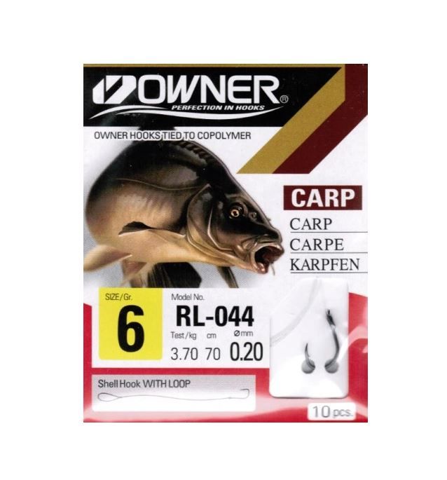 Haczyki karpiowe z przyponem Owner Carp rozmiar 10, 10 szt. w opk.