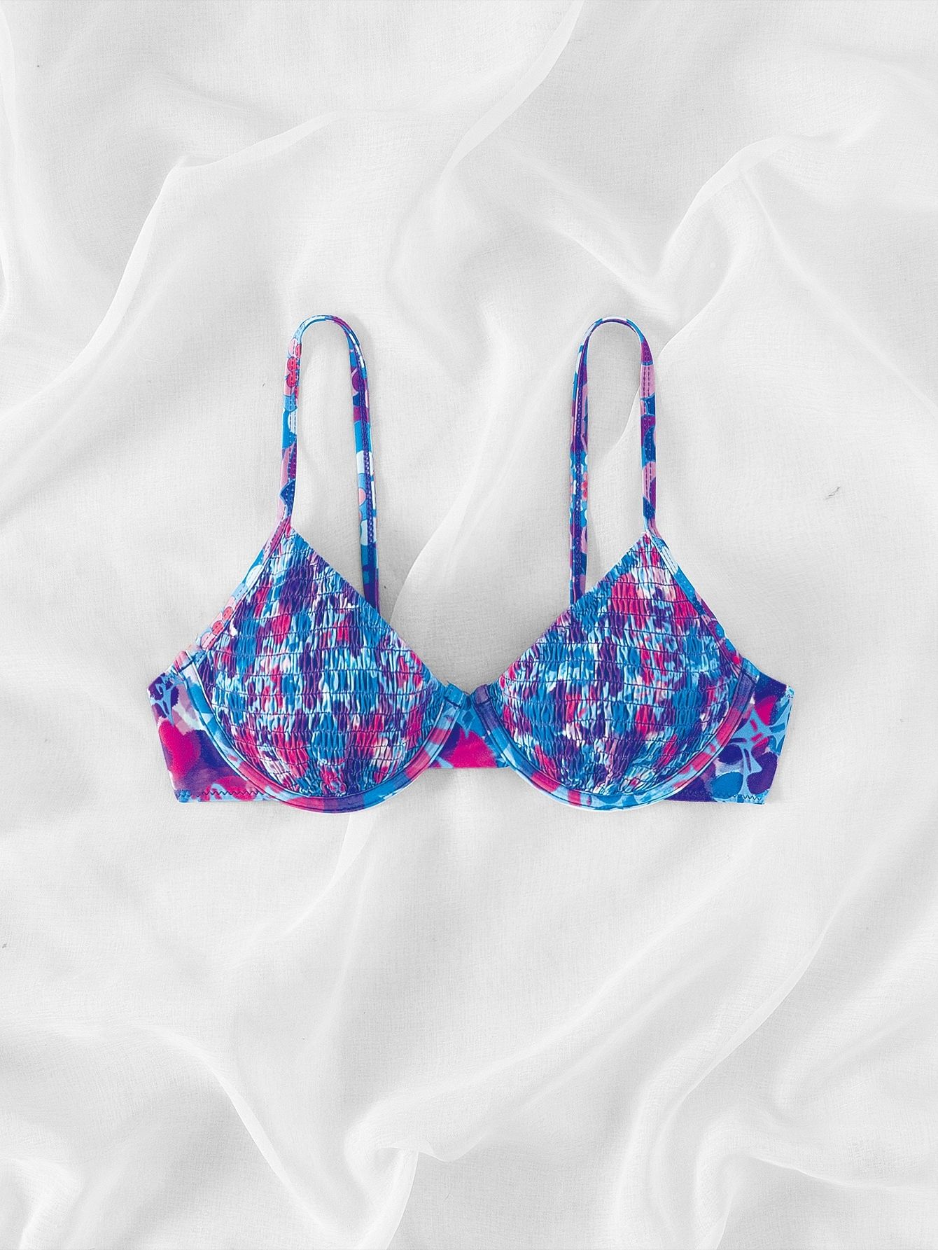 Góra Od Stroju Kąpielowego Bikini Tie Dye Z Fiszbinami Shein M