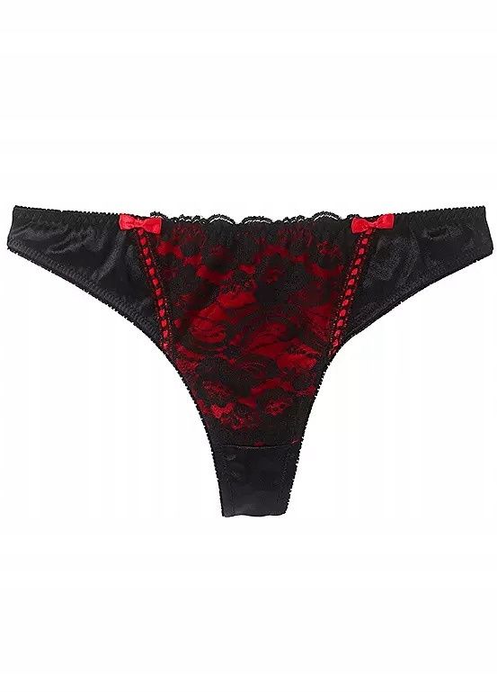 B.P.C stringi czarno-różowe z koronką r.36/38