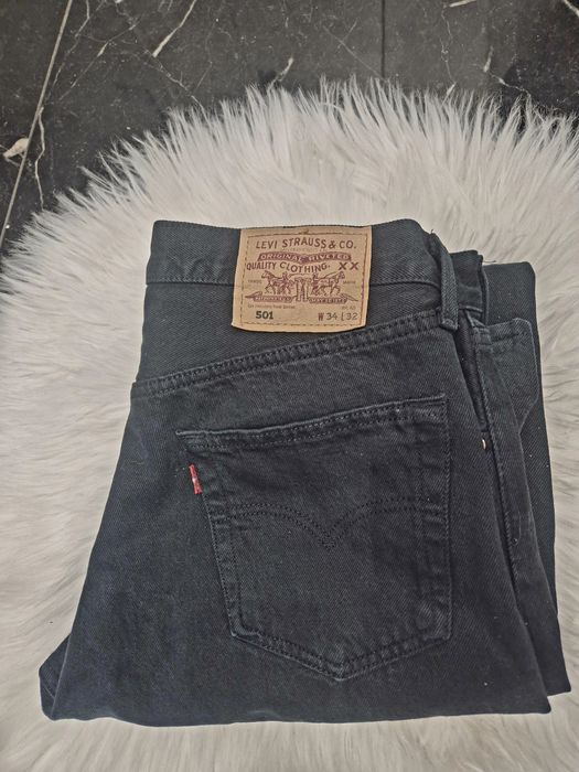 Spodnie czarne jeansy oryginalne proste Levis 501