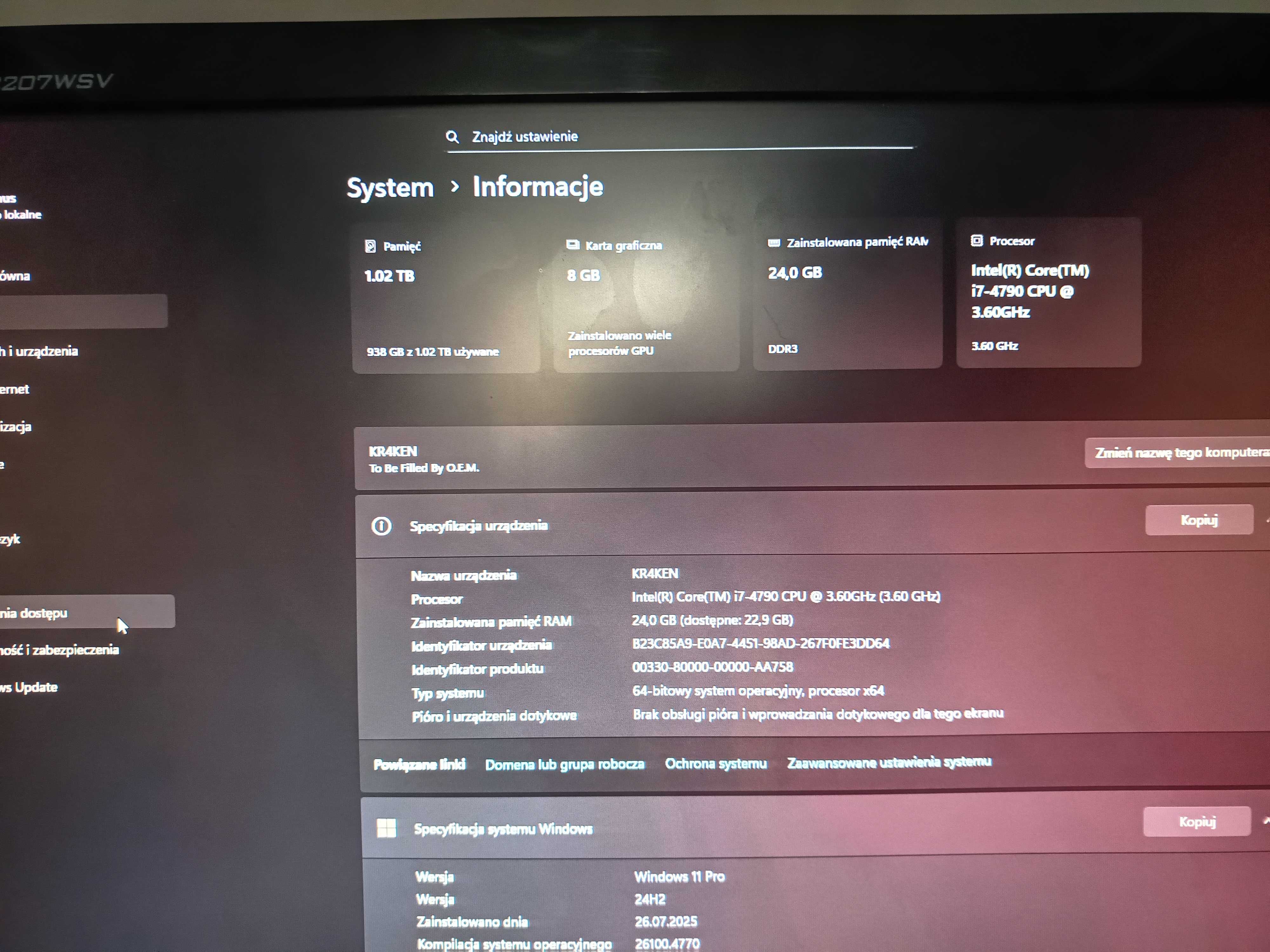 pc radeon rx480 8gb ,24gb ram ,i7 do GIER
