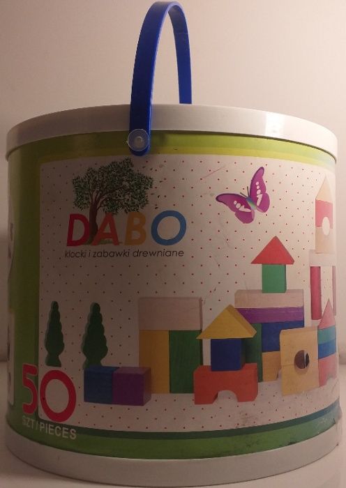 Dabo - klocki drewniane 50 elementów w wiaderku