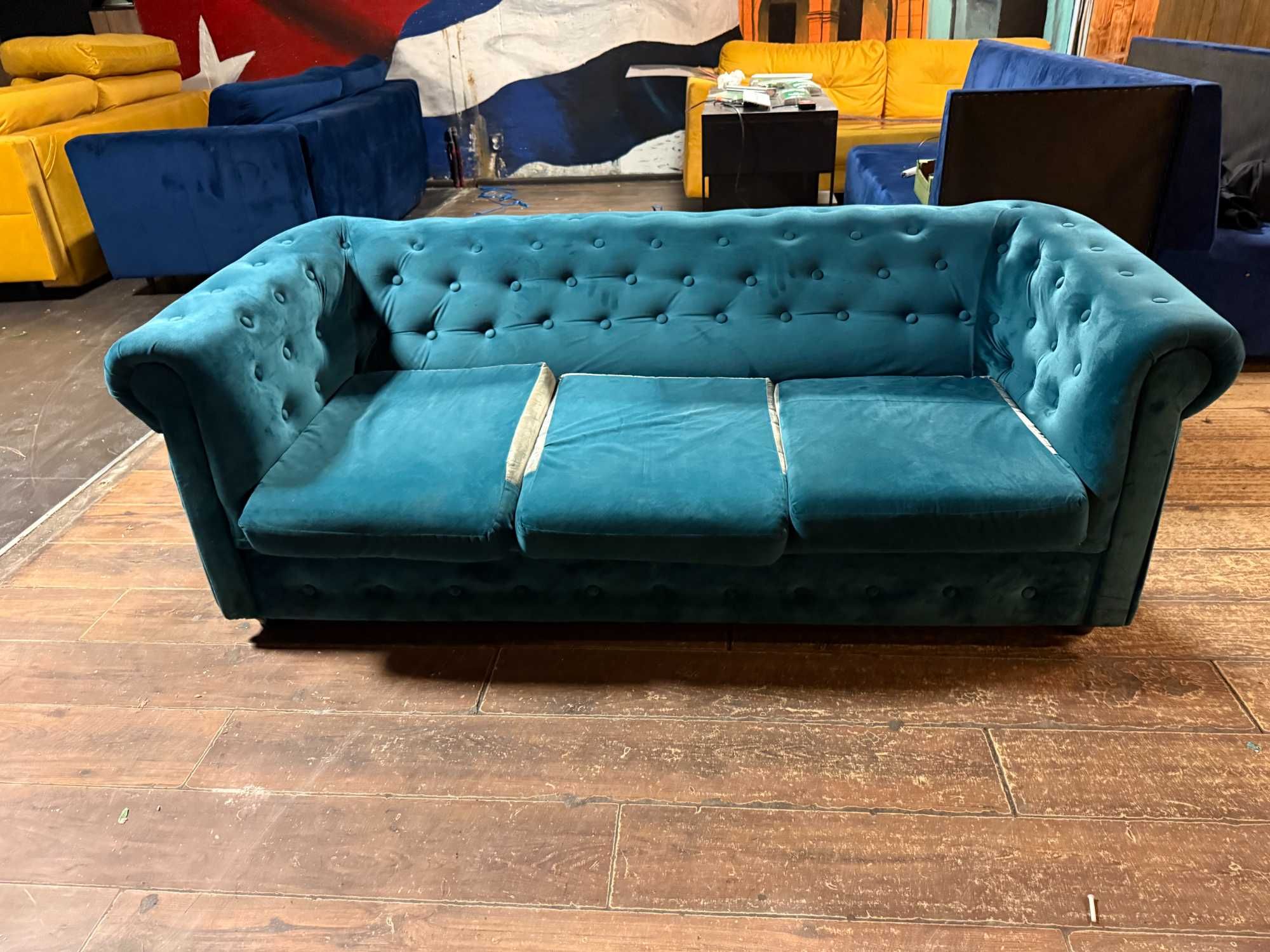Sofa kanapa Chesterfield - bez funkcji spania - 3 sztuki mam