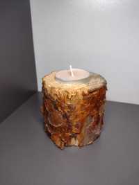 Drewniany świecznik