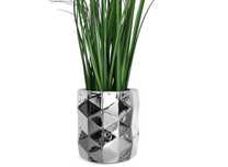 Doniczka na kwiaty srebrna osłonka ceramiczna glamour nowoczesna 13cm