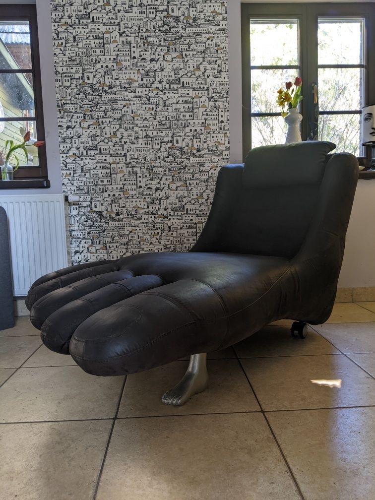 Szezlong Fotel relaksujący stopa czarny fotelik wypoczynkowy