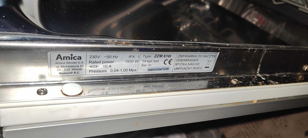 Zmywarka do zabudowy Amica