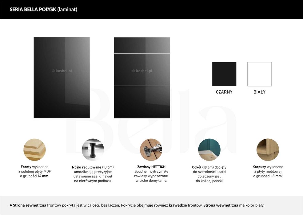 Kuchnia BELLA meble, szafki kuchenne połysk TRANSPORT wycena (MK)