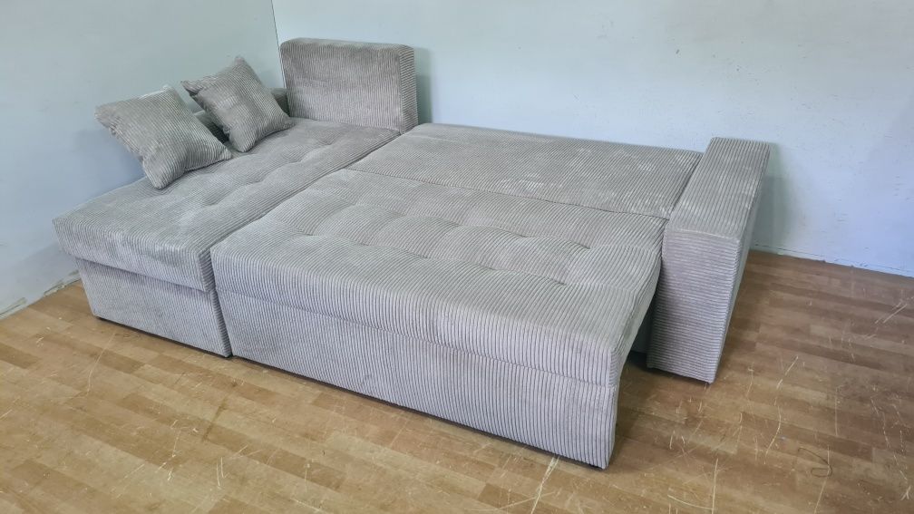 Nowy Narożnik sprężyny automat sztruks welur plusz kanapa sofa rogówka