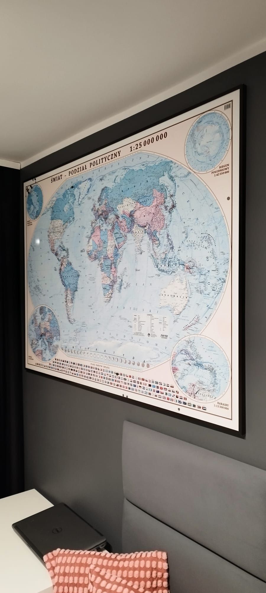 Mapa świata magnetyczna zmazywalna polityczna aluminiowa