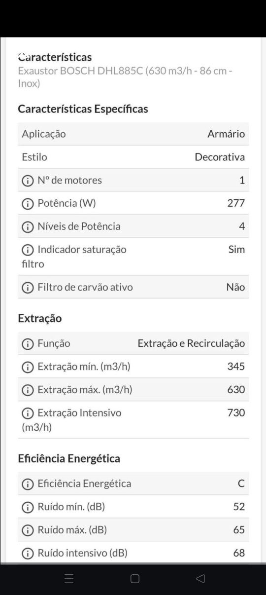 Exaustor Bosch 86cm Inox (encastre) NOVO
