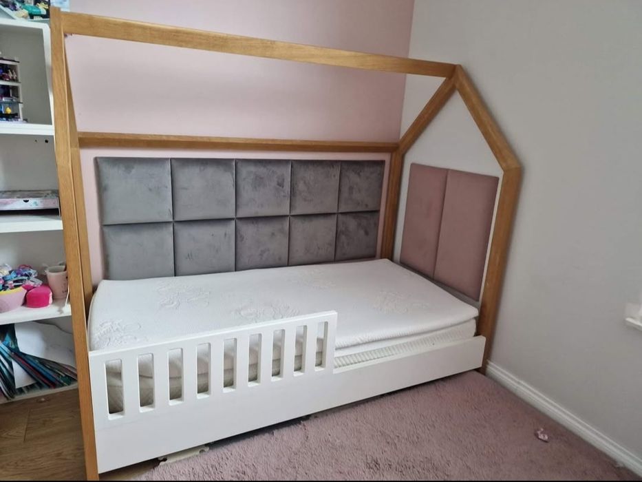 Łóżko drewniane dla dziecka w kształcie domku 160x80