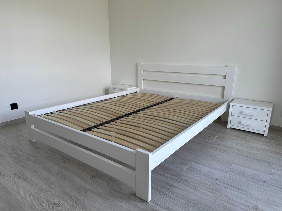 МІЦНЕ Ліжко з масиву дерева біле кровать від виробника 160х200
