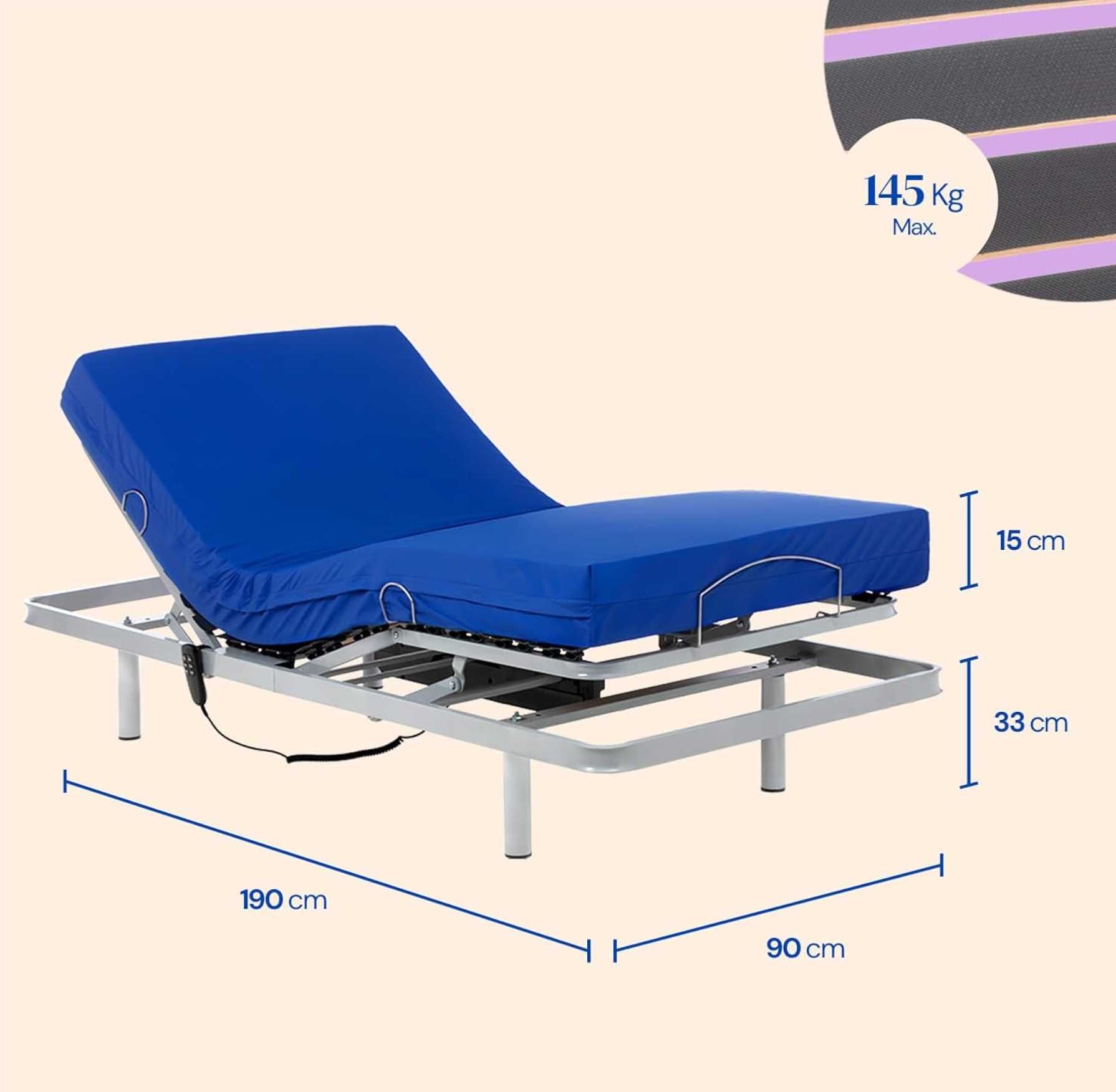 Geriafy - Cama articulada com colchão sanitário