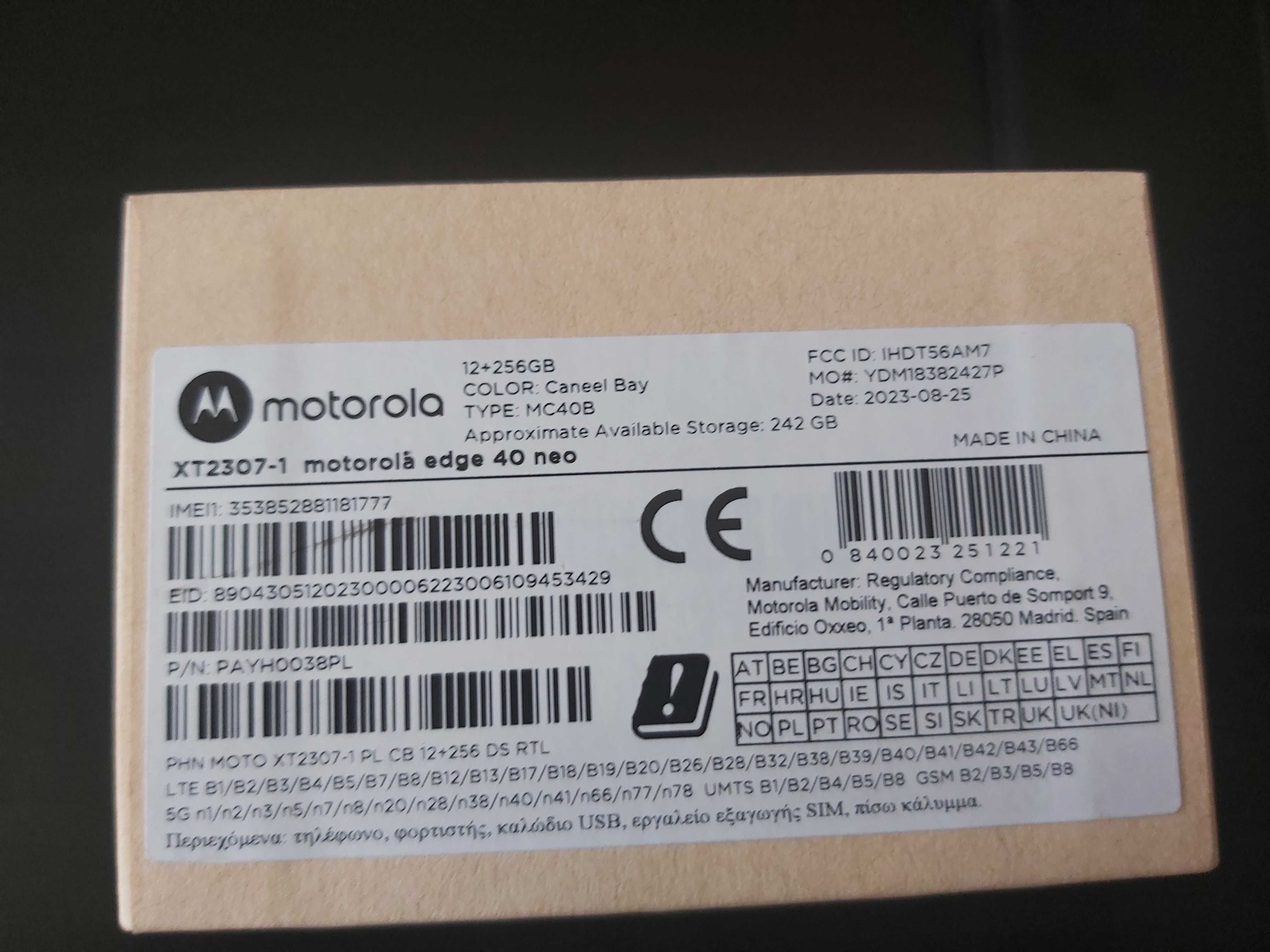 Motorola edge 40 neo 5G 12/256GB Caneel Bay (na gwarancji).