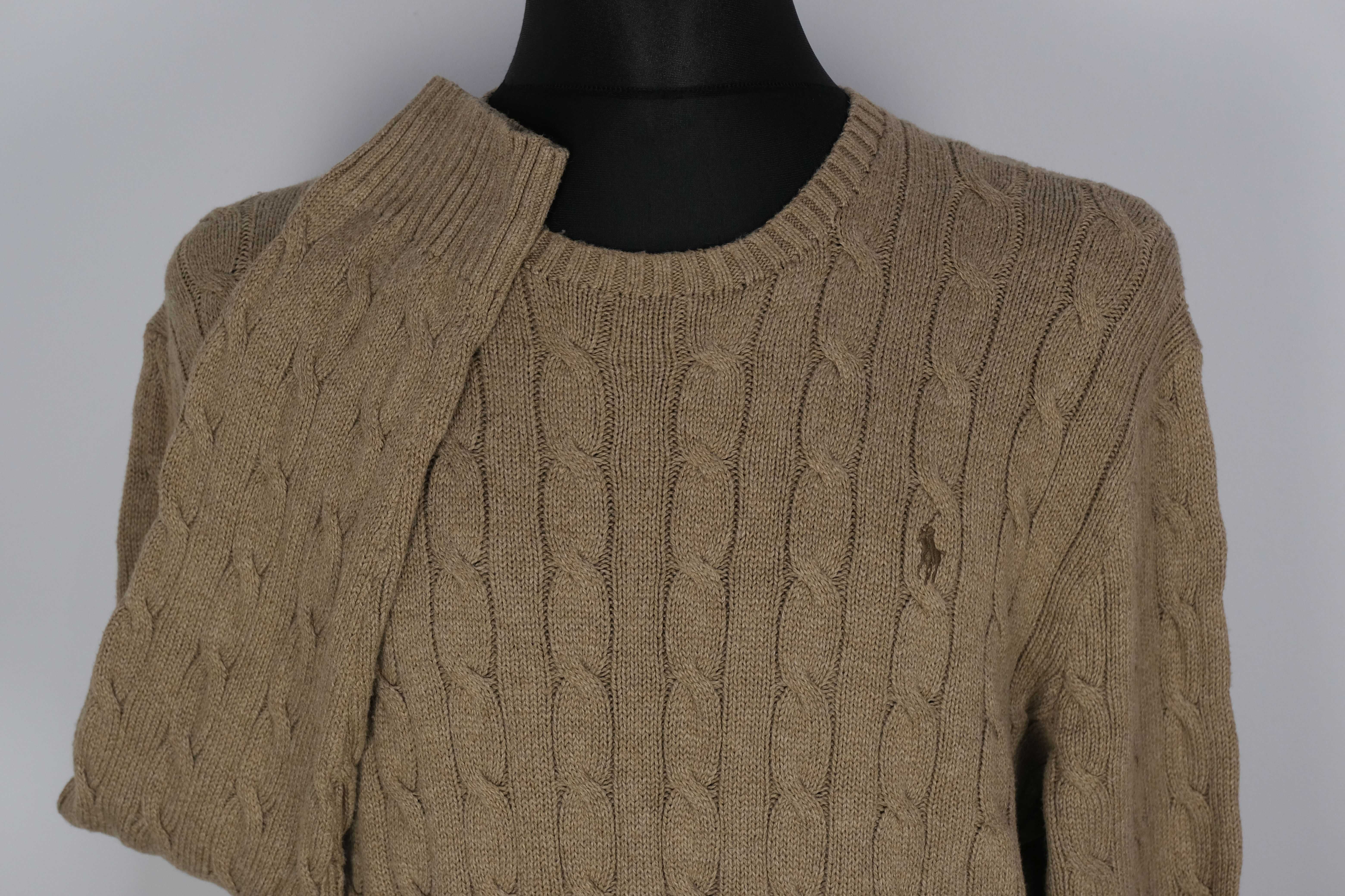 Ralph Lauren warkoczowy logo męski sweter bawełna r XL