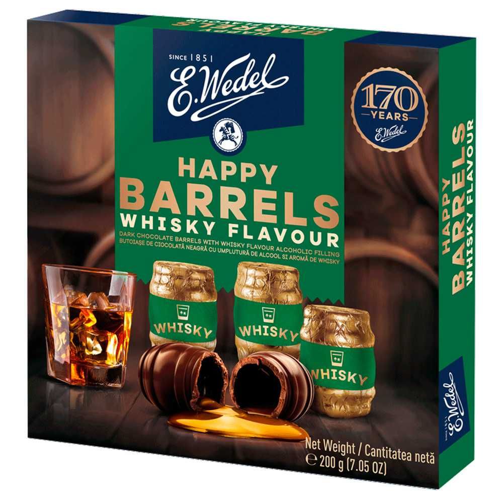 Цукерки шоколадні з Віскі E.Wedel Happy Barrels Whisky Flavor, 200г