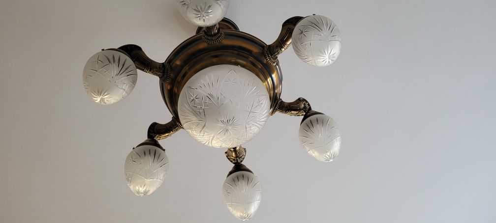 Żyrandol lampa mosiądz patyna
