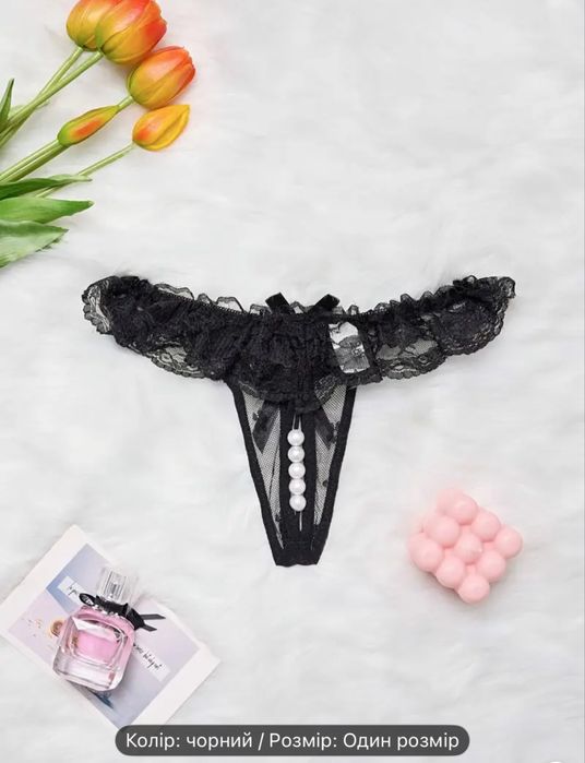 Жіночі сексуальні трусики, прозора мереживна білизна з кружевним оброб