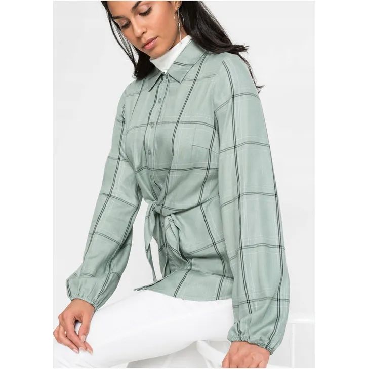 bonprix casualowa koszula bluzka w kratę guziki 48-50