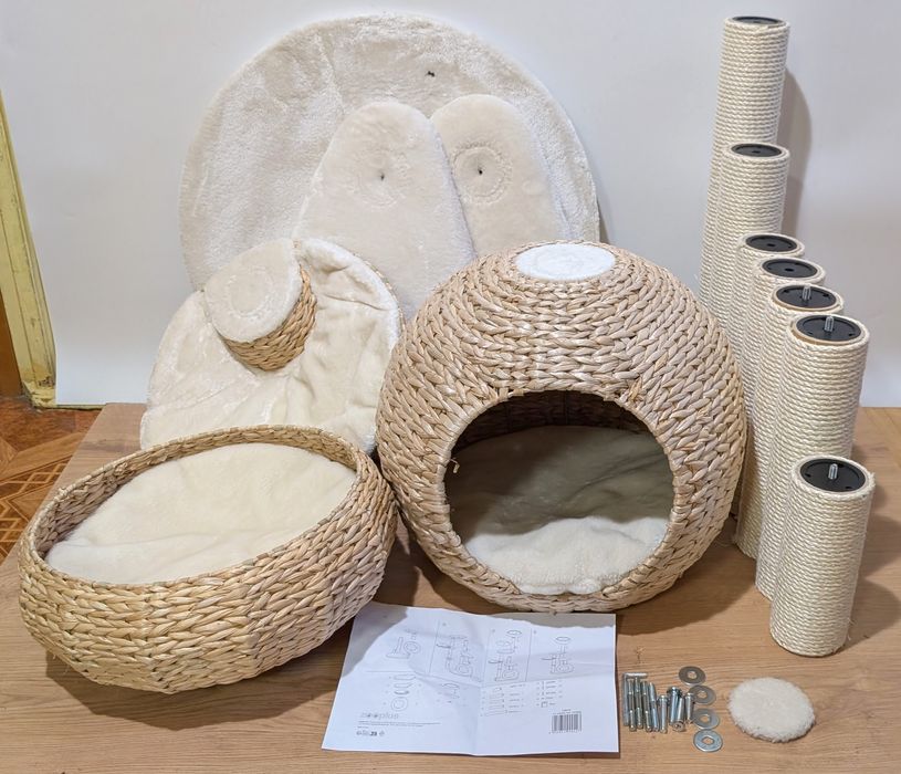 Laguna Drapak Dla Kota Kremowy 83X74X160Cm WIKLINOWY DUŻY