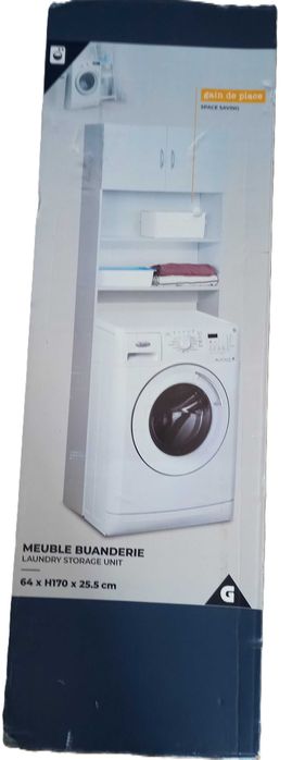Szafka biała  na pralkę 64x22.5x170 wysokość,  do złożenia