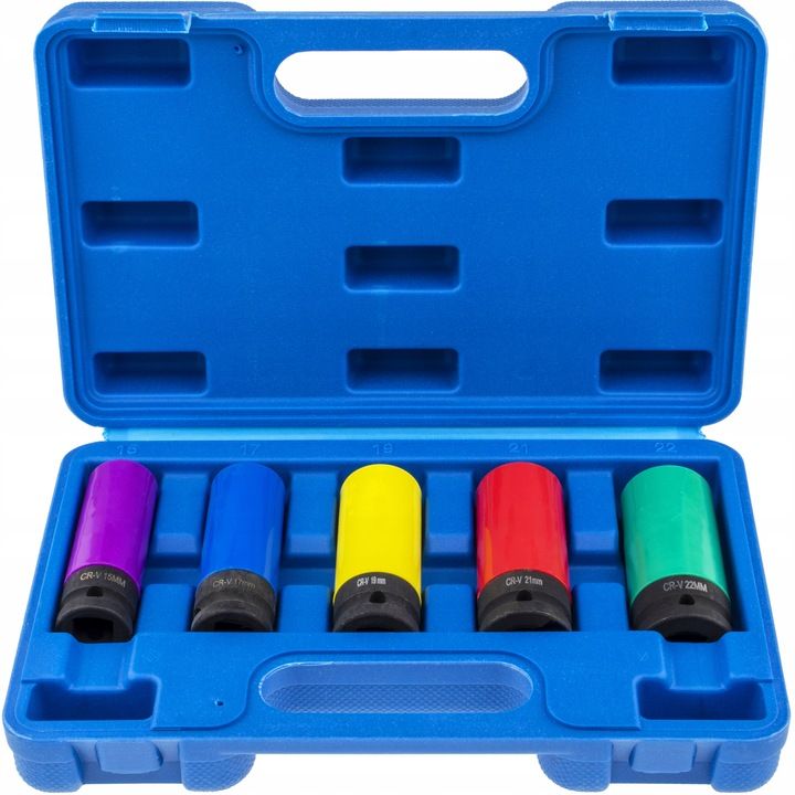 Nasadki Udarowe Długie 1/2 5szt Alu 15,17,19,21,22mm