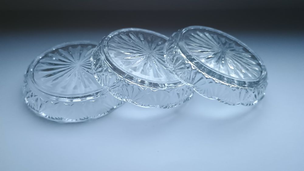 Oldschoolowe kryształowe mini podstawki, vintage