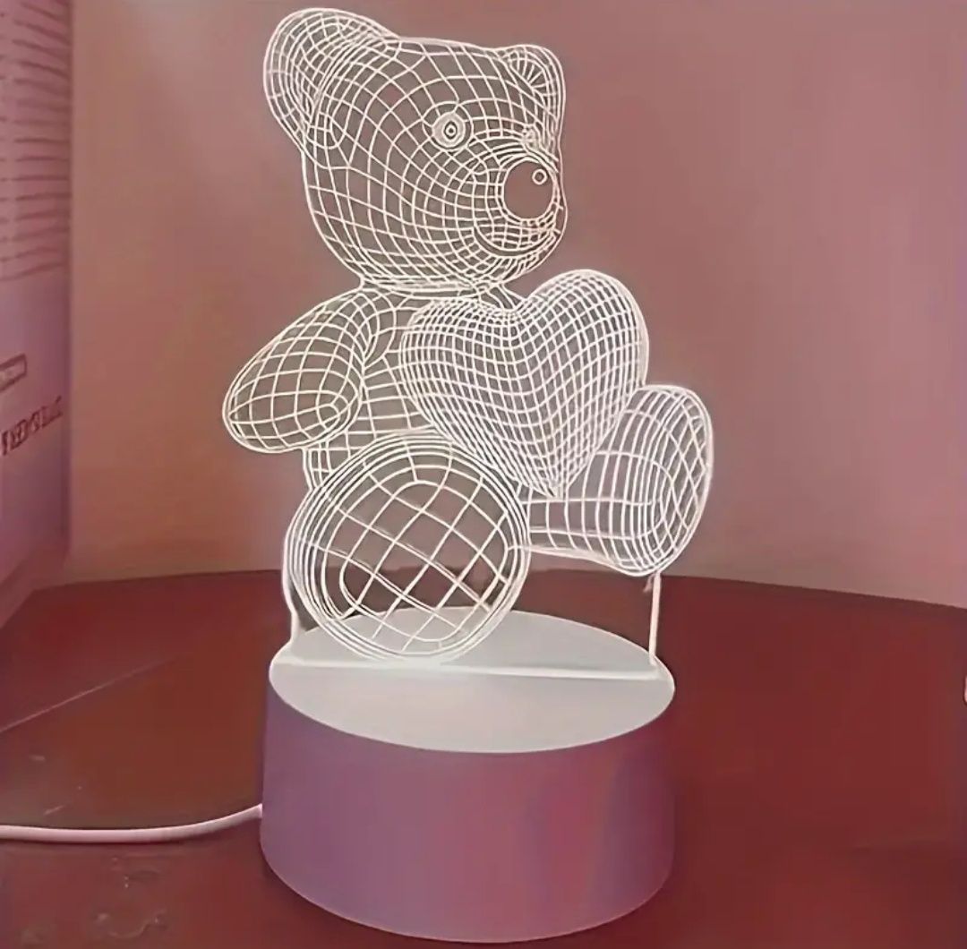 Magiczna Lampka Nocna 3D miś z sercem Love Bear Idealny Prezent!