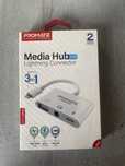 Адаптер Promate Lightning Hub, 3-In-1 Lightning to 3.5mm